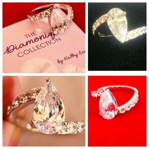 The Diamonique Collection By Kathy Levine Juicy Pear Sterling Silver Ring SIZE 9